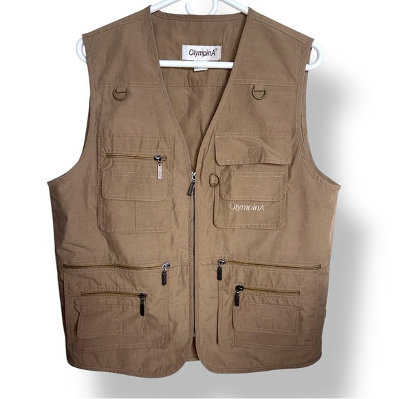 Men's Multiple Pockets Outdoor Fishing Vest Retro Durable Work - Picture 1 of 17